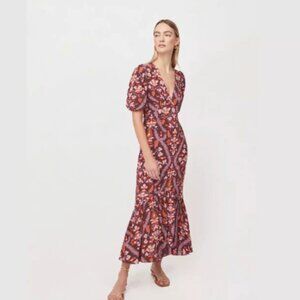 RHODE V-Neck Puff Sleeve Ester Midi Dress in Plumeria Chocolate NWT 2